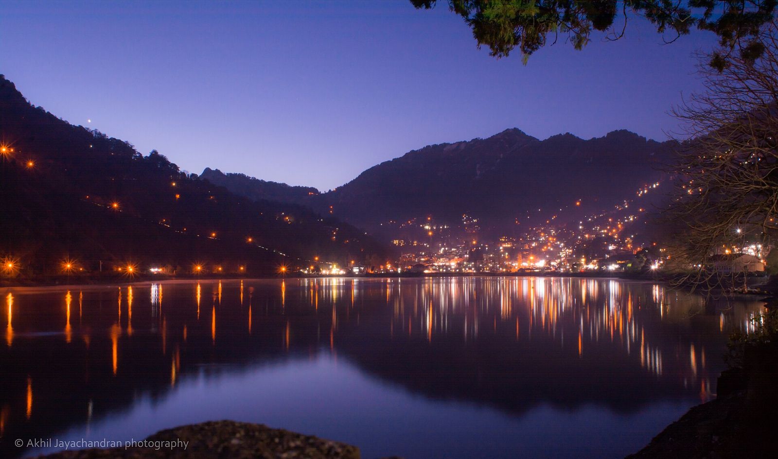 Nainital and the Naini lake at night